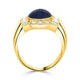 2.5ct Sapphire Cabochon Ring with 0.7tct Diamonds set in 18K Yellow Gold