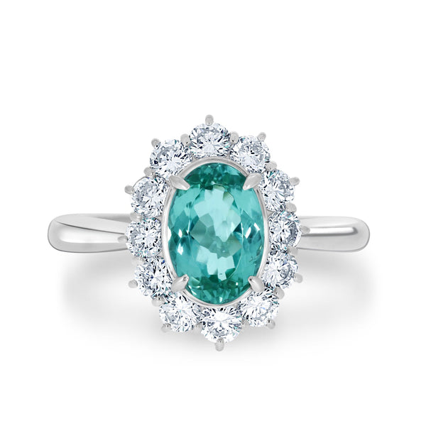 1.46ct Paraiba Rings with 0.95tct diamonds set in platinum