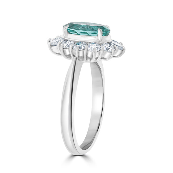 1.46ct Paraiba Rings with 0.95tct diamonds set in platinum