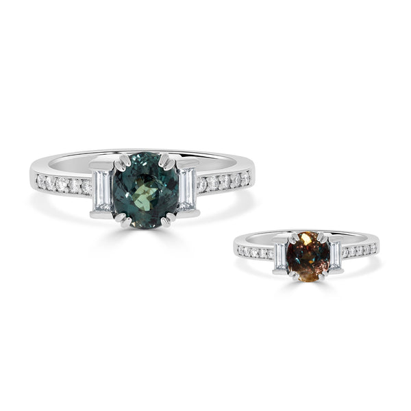 1.16ct Alexandrite Rings With 0.30tct Diamonds Set In Platinum 950 Platinum