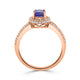 0.98ct Tanzanite Rings with 0.35tct diamonds set in 14kt rose gold