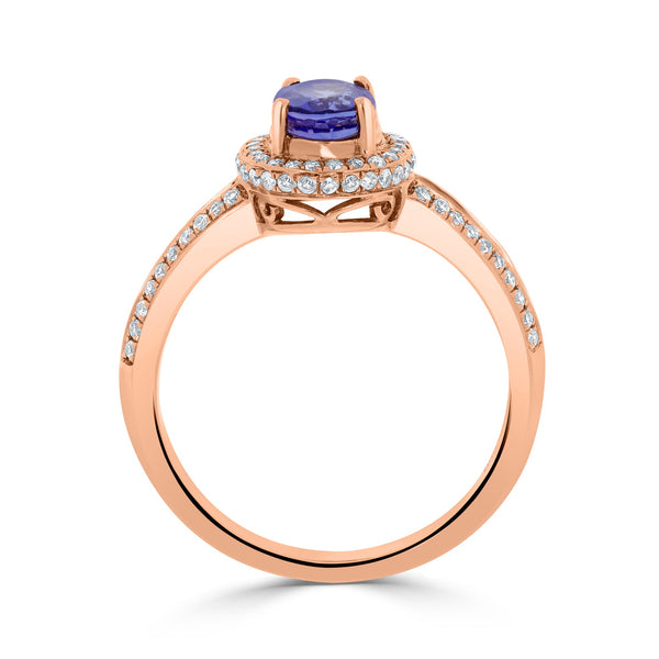 0.98ct Tanzanite Rings with 0.35tct diamonds set in 14kt rose gold