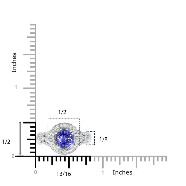 1.42ct Tanzanite Rings with 0.63tct Diamond set in 14K White Gold