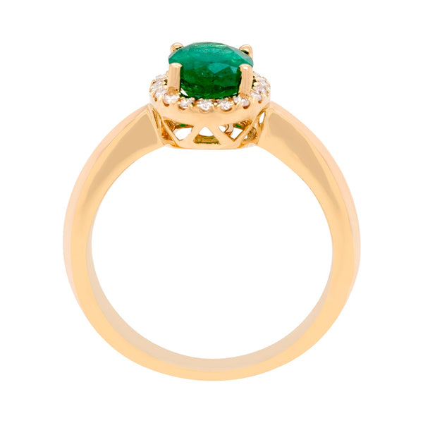 1.25ct Emerald ring with 0.11ct diamonds set in 18K yellow gold