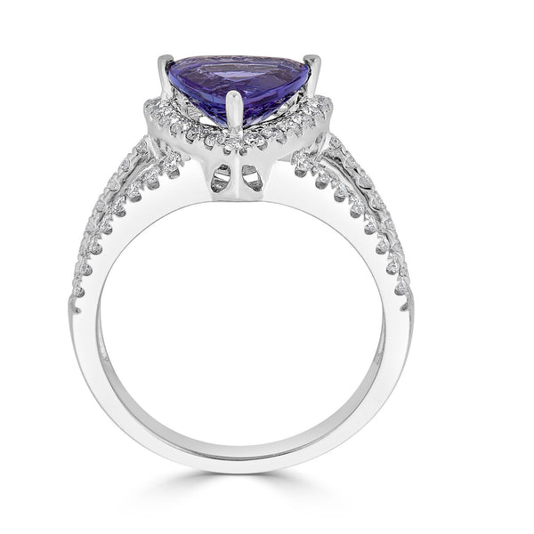 1.92ct Tanzanite ring with 0.48tct diamonds set in 14K white gold