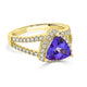 1.92ct Tanzanite ring with 0.48tct diamonds set in 14K Yellow gold