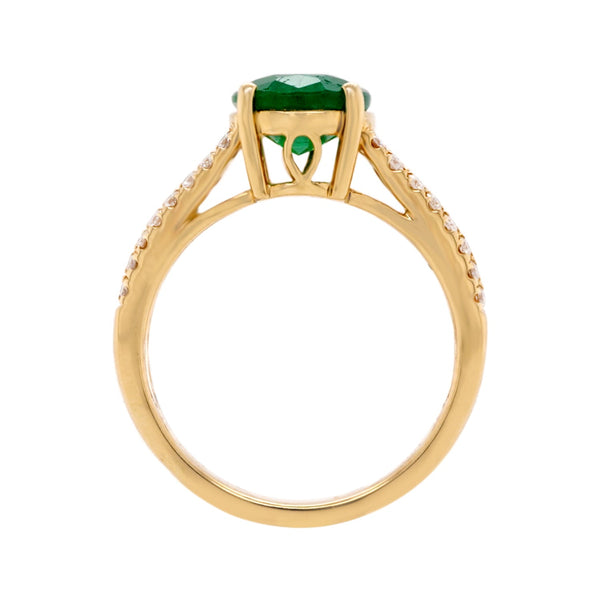 2.34Ct Emerald Ring With 0.29Tct Diamond Accents In 14K Yellow Gold