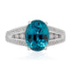 5.53ct Blue Zircon ring with 0.51ct diamonds set in 14K white gold