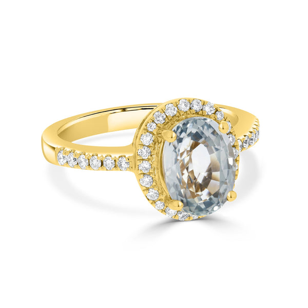 2.91ct Sapphire Rings with 0.30tct diamonds set in 14KT yellow gold