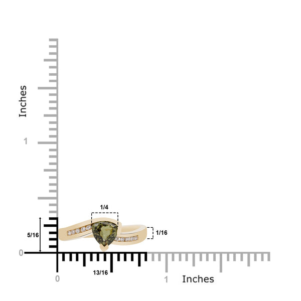 0.90ct Demantoid Garnet Ring With 0.07tct Diamonds Set In 14kt Yellow Gold