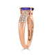 1.51ct Tanzanite ring with 0.22tct diamonds set in 14K rose gold