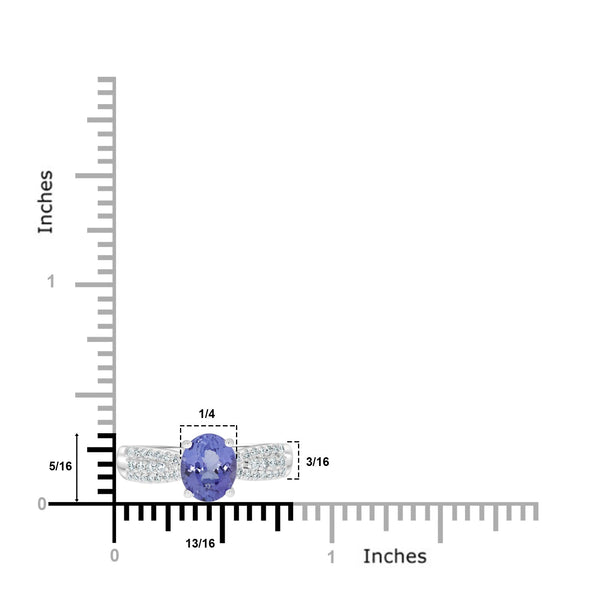 1.70ct Tanzanite Rings with 0.23tct diamonds set in 14kt white gold