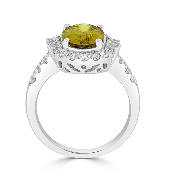 2.74ct Sphene ring with 0.68tct diamonds set in 14K white gold