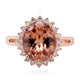 5.77ct Pink Zircon ring with 0.35tct diamonds set in 14K rose gold