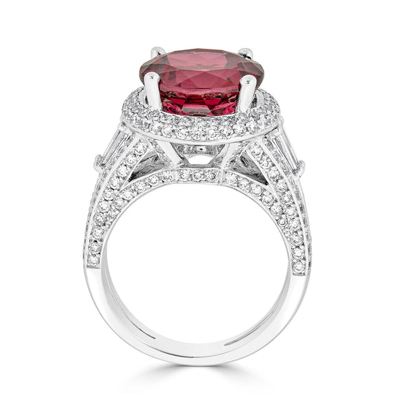 7.62Ct Rhodolite Garnet Rings With 1.71Tct Diamonds Set In 18Kt White Gold