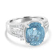 8.88ct Blue Zircon Ring with 0.36tct Diamonds set in 14K White Gold