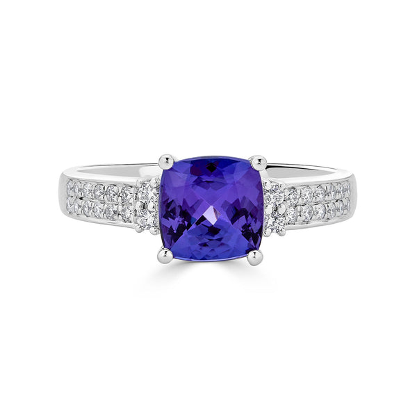 1.68Ct Tanzanite Ring With 0.19Tct Diamonds Set In 14Kt White Gold