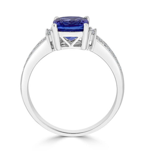 1.68Ct Tanzanite Ring With 0.19Tct Diamonds Set In 14Kt White Gold