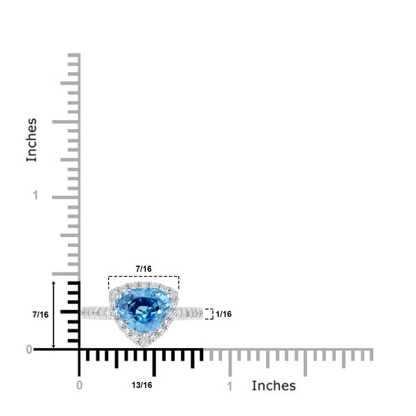 3.52ct Blue Zircon Ring with 0.37tct Diamonds set in 950 Platinum