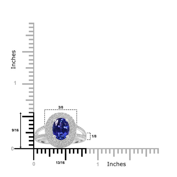 1.65ct Tanzanite Rings with 0.35tct Diamond set in 14K White Gold