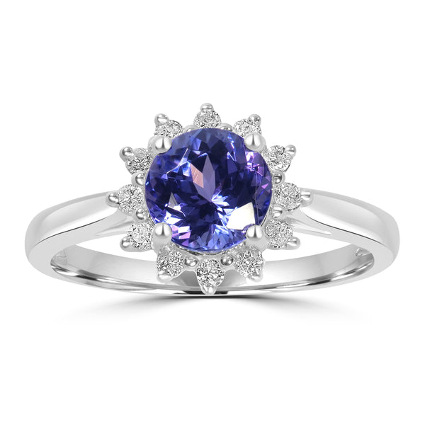 1.52ct Tanzanite Rings with 0.18tct Diamond set in 14K White Gold