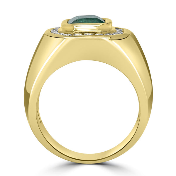 2.05ct   Emerald Rings with 0.54tct Diamond set in 14K Yellow Gold