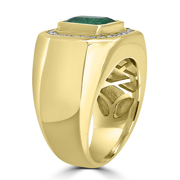 2.05ct   Emerald Rings with 0.54tct Diamond set in 14K Yellow Gold