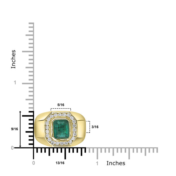 2.05ct   Emerald Rings with 0.54tct Diamond set in 14K Yellow Gold