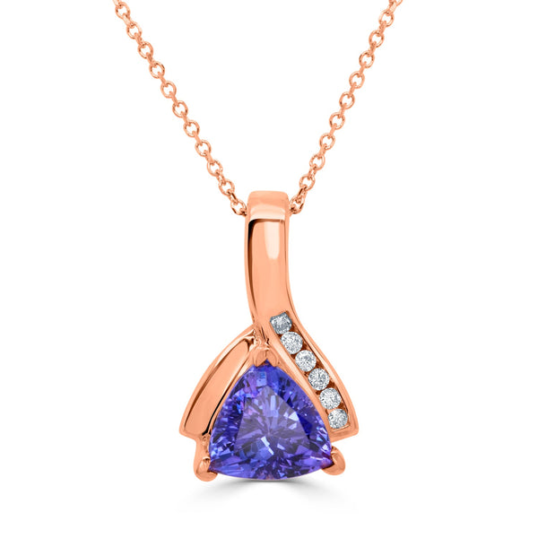 3.29ct Tanzanite Pendant with 0.11tct Diamonds set in 14K Rose Gold