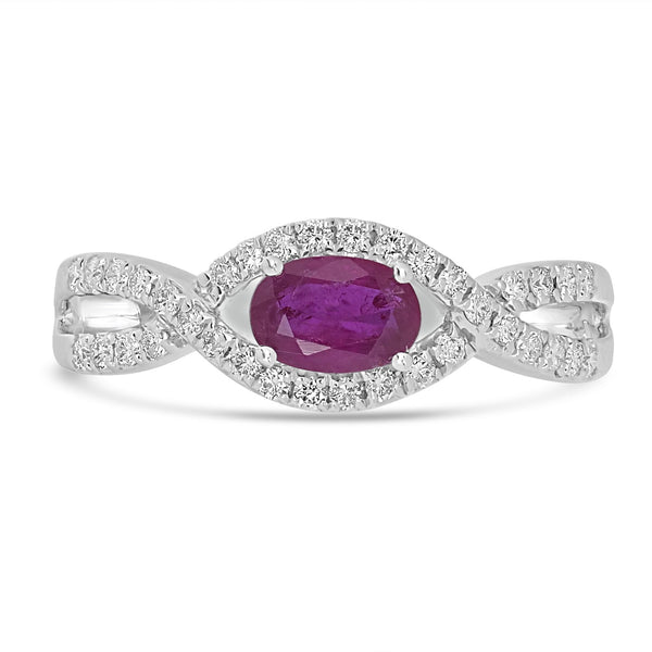 0.43ct Ruby Rings with 0.26tct Diamond set in 14K White Gold