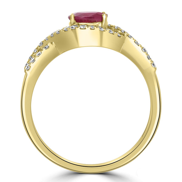 0.65ct Ruby Rings with 0.26tct Diamond set in 14K Yellow Gold