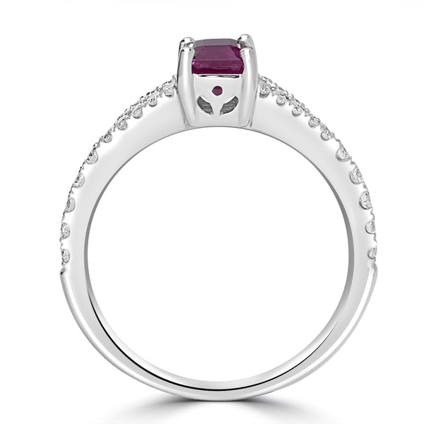 1.23ct   Ruby Rings with 0.31tct Diamond set in 14K White Gold