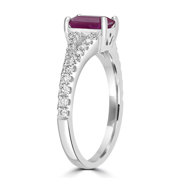 1.23ct   Ruby Rings with 0.31tct Diamond set in 14K White Gold