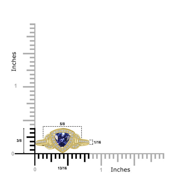 0.78ct Tanzanite Rings with 0.18tct Diamond set in 14K Yellow Gold