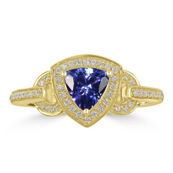 0.78ct Tanzanite Rings with 0.18tct Diamond set in 14K Yellow Gold