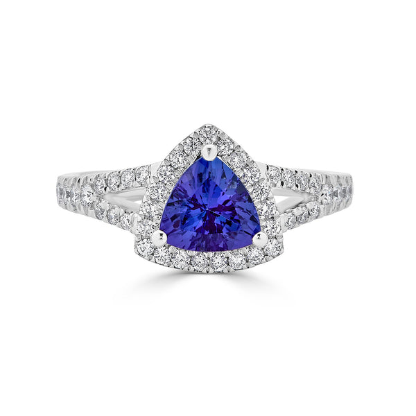 1.34Ct Tanzanite Ring With 0.45Tct Diamonds Set In 14Kt White Gold