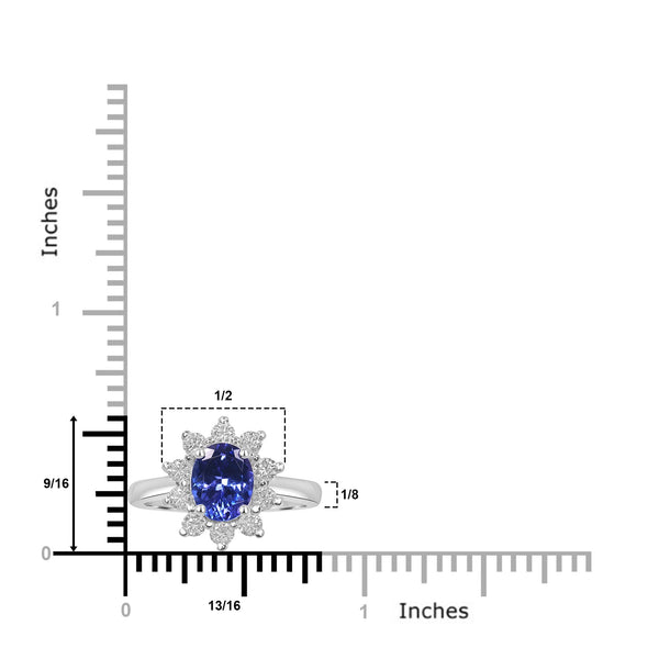 1.66ct Tanzanite Rings with 0.61tct Diamond set in 14K White Gold