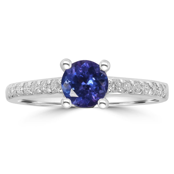 0.81ct Tanzanite Rings with 0.24tct Diamond set in 14K White Gold