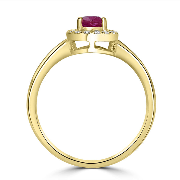 0.54ct Ruby Rings with 0.11tct Diamond set in 14K Yellow Gold