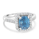 4.43ct Blue Zircon Ring with 0.35tct Diamonds set in 950 Platinum