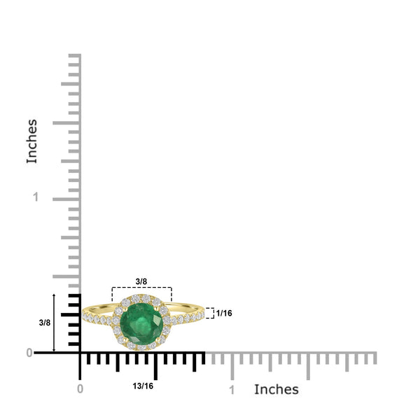 1.15ct Emerald Rings with 0.34tct Diamond set in 14K Yellow Gold