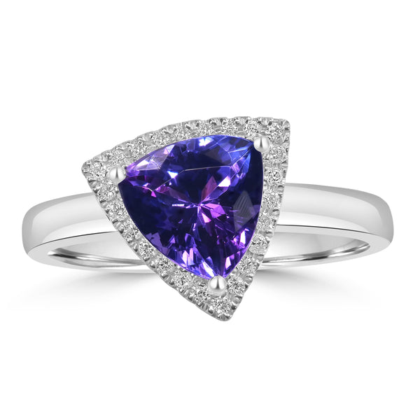 1.59ct Tanzanite Rings with 0.12tct Diamond set in 14K White Gold