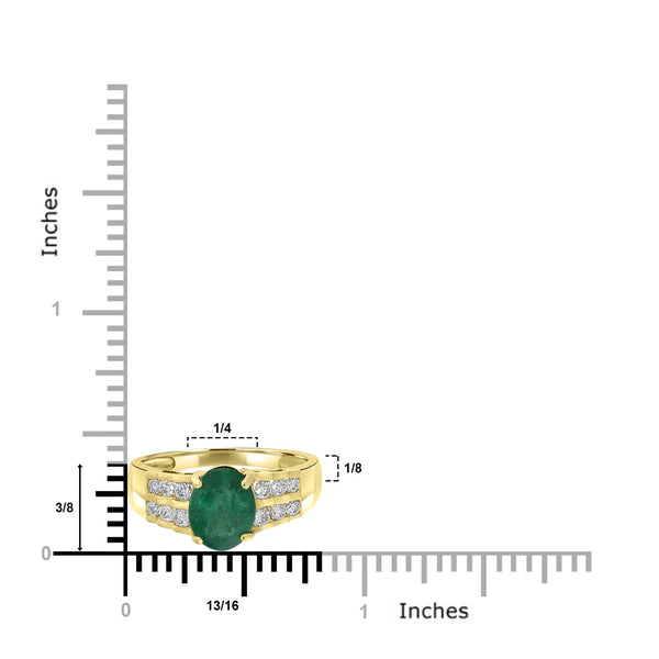 1.55ct   Emerald Rings with 0.37tct Diamond set in 14K Yellow Gold