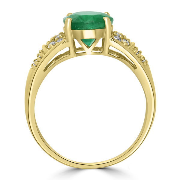 2.41ct Emerald Rings with 0.24tct Diamond set in 14K Yellow Gold