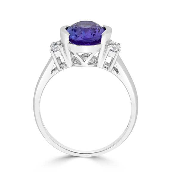 3.58Ct Tanzanite Ring With 0.26Tct Diamonds Set In 14Kt White Gold