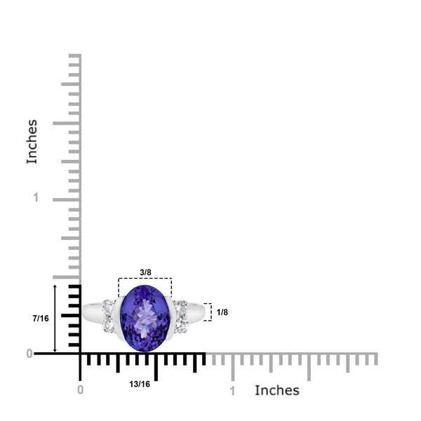 3.58Ct Tanzanite Ring With 0.26Tct Diamonds Set In 14Kt White Gold