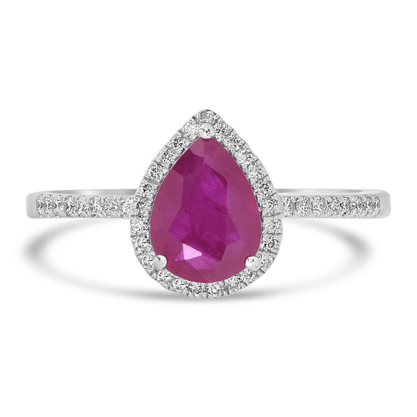 1.1ct Ruby Rings with 0.17tct Diamond set in 14K White Gold