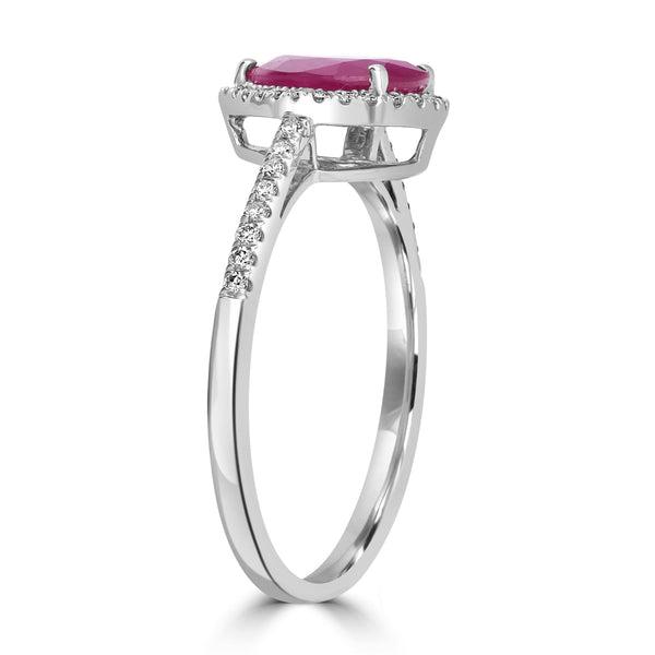 1.1ct Ruby Rings with 0.17tct Diamond set in 14K White Gold