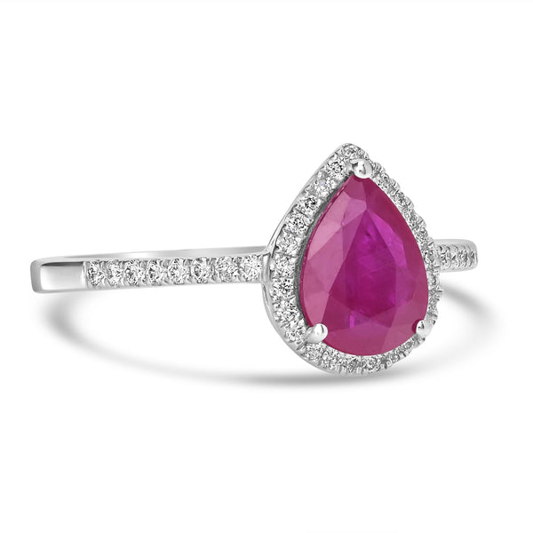 1.1ct Ruby Rings with 0.17tct Diamond set in 14K White Gold