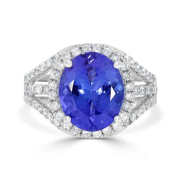 5.65 Tanzanite Rings with 0.96tct Diamond set in 14K White Gold